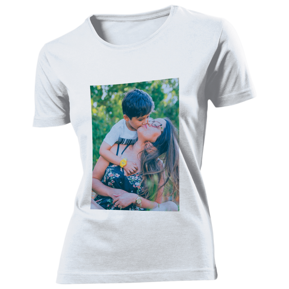 T-shirt bianca in cotone personalizzata con foto