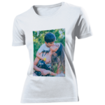 T-shirt bianca in cotone personalizzata con foto