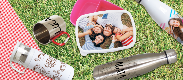 Tazza personalizzata acciaio, borraccia personalizzata, lunch box personalizzato