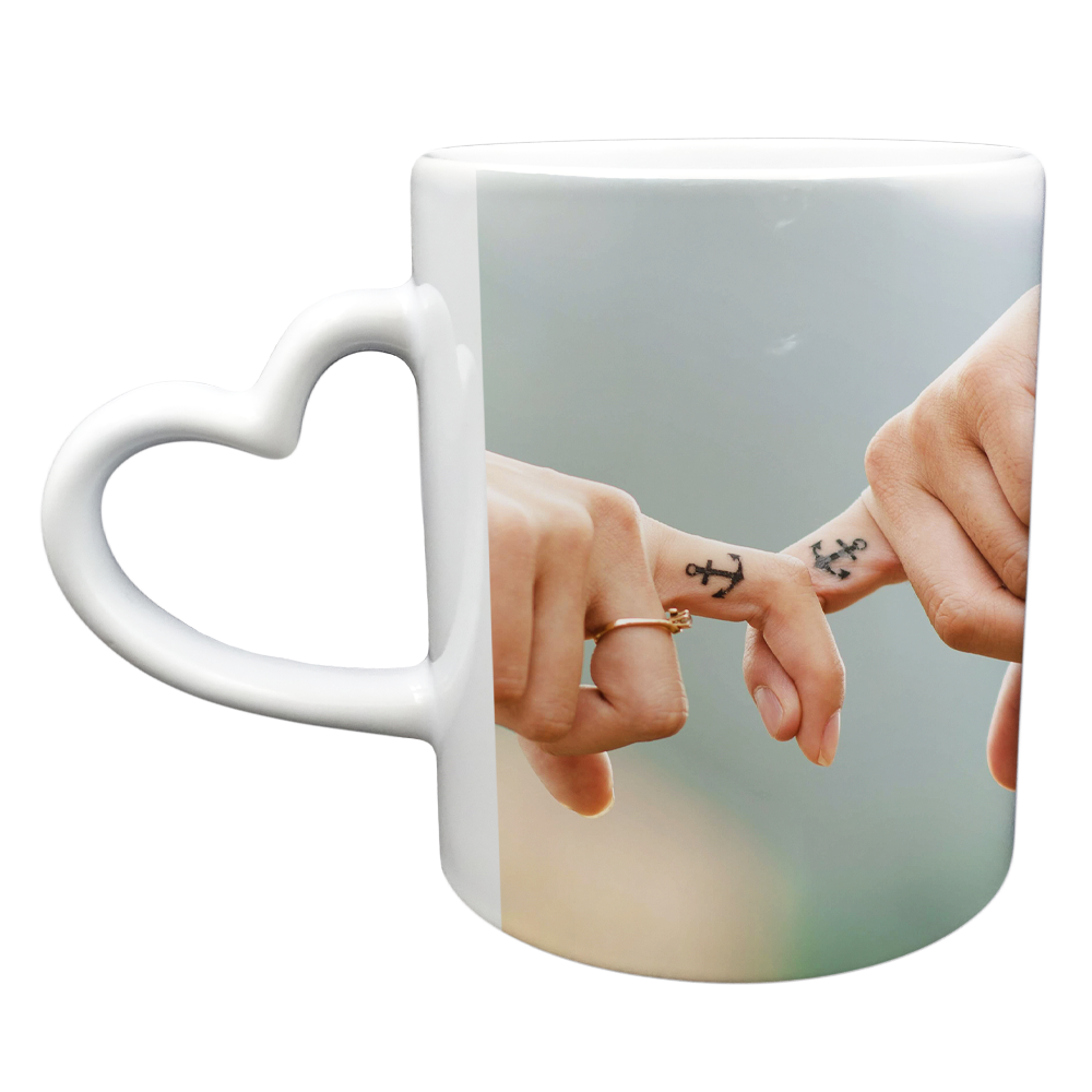 Tazza bianca con manico a cuore - Personalizza con le tue foto - Photoviva