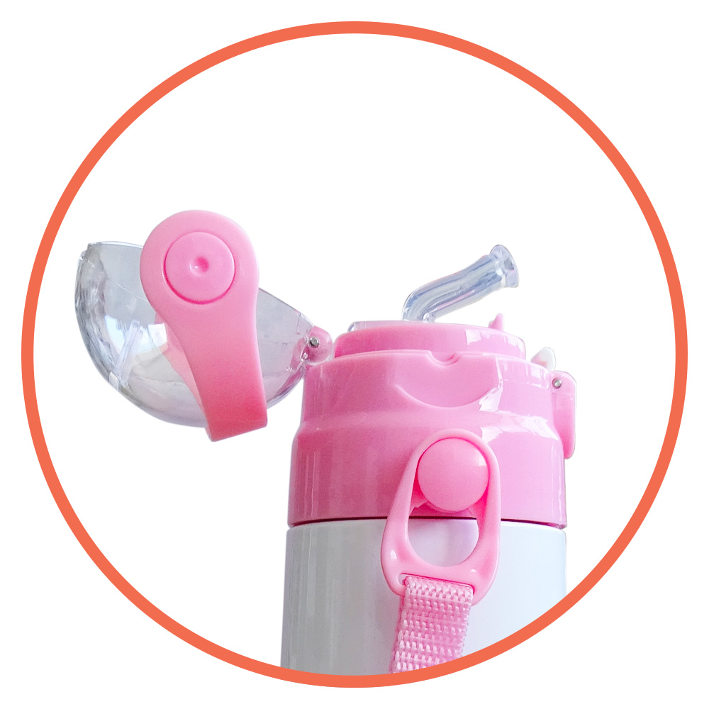 borraccia termica personalizzata per bambini con tracolla rosa