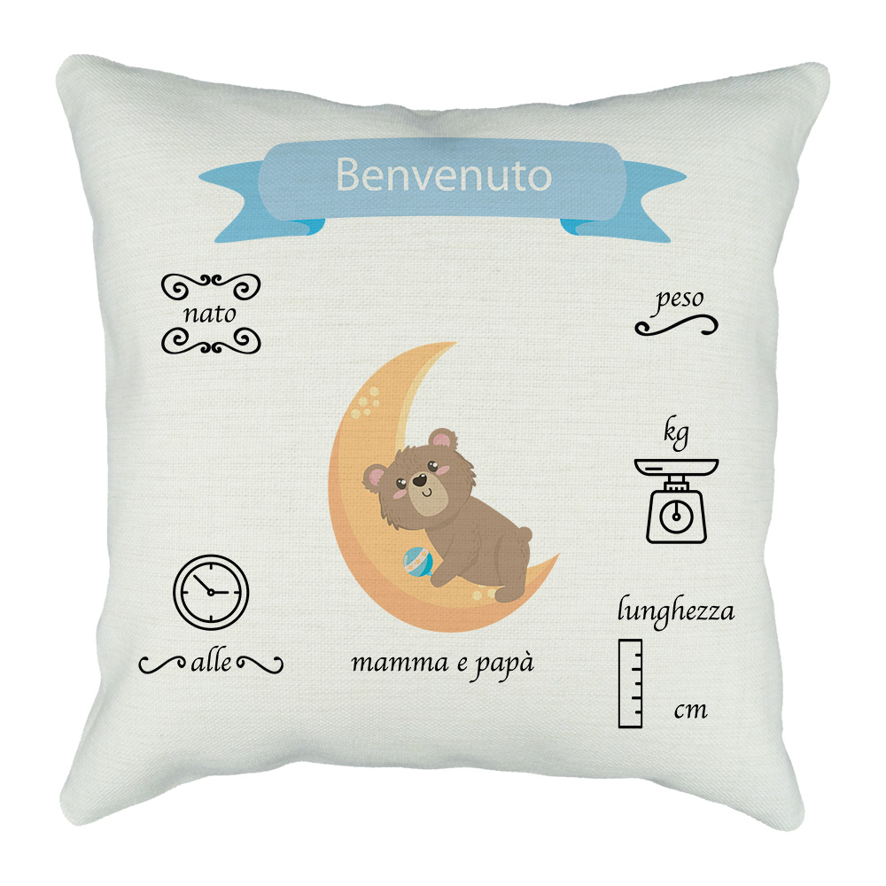 cuscino neonato con grafica da personalizzare