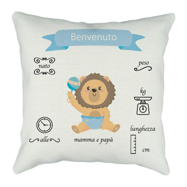 cuscino neonato con grafica da personalizzare