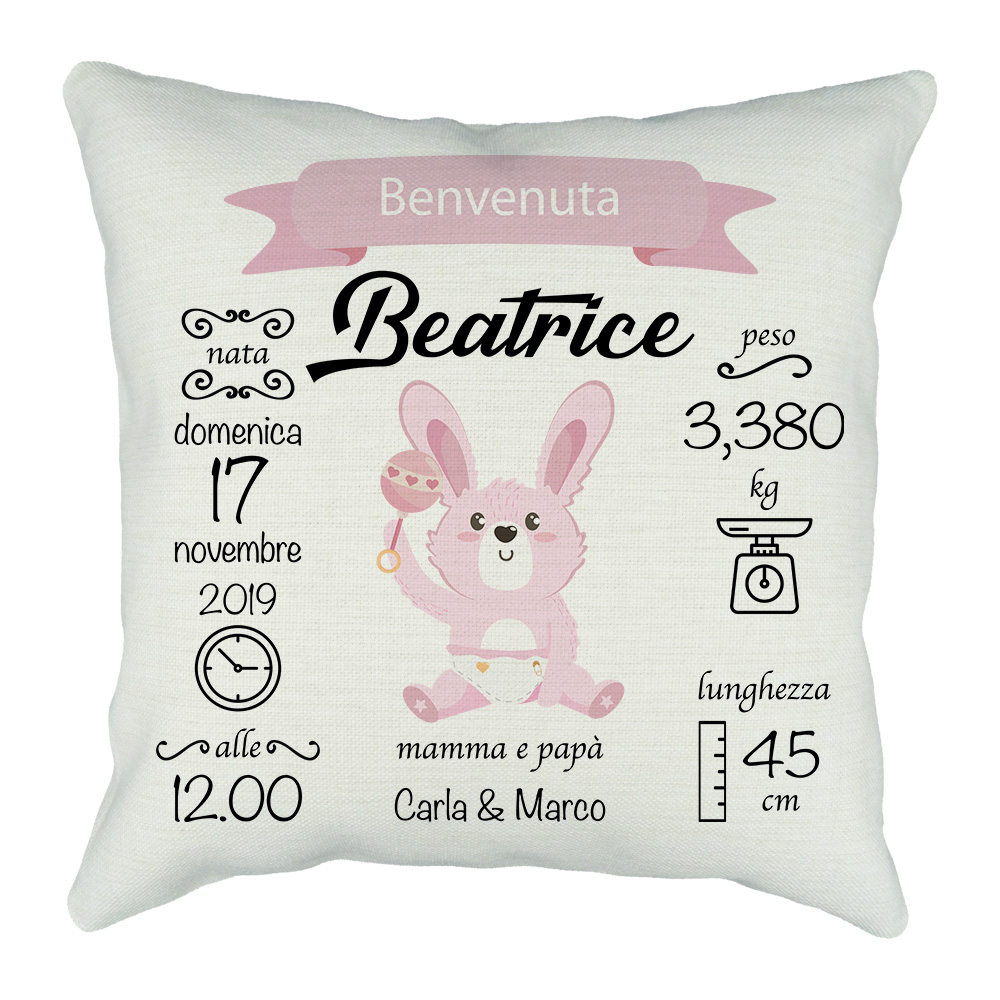 Cuscino personalizzato nascita bambino