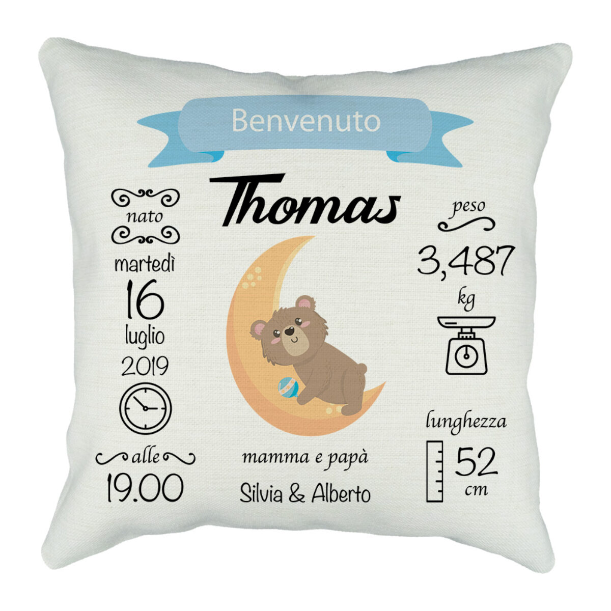 Cuscino personalizzato per neonati con orsetto - Personalizza con le tue  foto - Photoviva