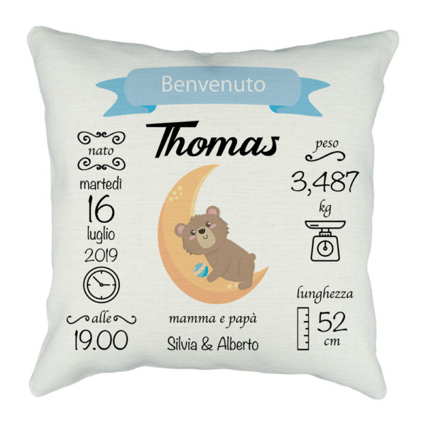 cuscino neonato personalizzato