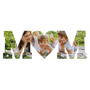 Fotocornice in plexiglass con parola MOM personalizzata