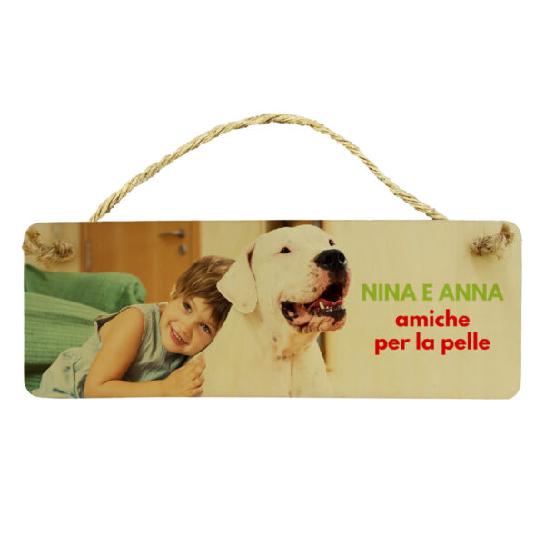 targa in legno rettangolare personalizzata