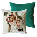 cuscino personalizzato con retro in alcantara verde